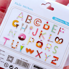 Dessert Letter Stickers | Alphabet Sticker Flakes in Candy Shapes | Kawaii Sweets Initial Stickers | Home Decor | Cute Planner Stickers | Card Making | Semi Transparent PVC Stickers (26 Designs / 78 Pieces)