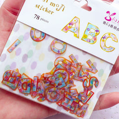 Flower Initial Sticker | Floral Letter Sticker Flakes | Alphabet Stickers | Diary Decoration | Papercraft Supplies | Semi Transparent PVC Stickers (26 Designs / 78 Pieces)