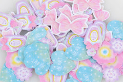 Pastel Kei Princess Sticker Flakes in Watercolor Style | Fairy Kei Diary Deco Stickers | Planner Decoration | Kawaii Resin Art | Torepeta Flake (Flower Heart Ribbon Perfume Bottle Lady Shoe / 5 Designs / 100 Pieces)