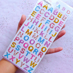 Alphabet Stickers with Leopard Pattern | Letter Initial Sticker Coated with Crystal Resin | Phone Case Decoden | Papercraft & Scrapbooking Supplies (1 Sheet)