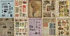 Vintage Sticker Sheet by Florastudio Stickers | Ephemera Style Stickers | Zakka Stationery | Scrapbooking Supplies (10 Sheets / Stamp Newspaper Grocery Painting Old Ticket Map)