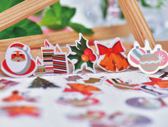 CLEARANCE Christmas Sticker Flakes | Card Making | Party Decoration | Planner Deco Stickers | PVC Translucent Stickers (10 Designs / 50 Pieces / Santa Claus Snow Globe Reindeer Christmas Bells Christmas Tree Ornaments)