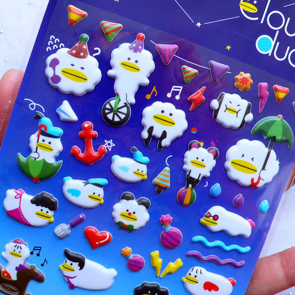 CLEARANCE Cloud Duck Puffy Stickers, Kawaii Korean Sticker, Card Mak, MiniatureSweet, Kawaii Resin Crafts, Decoden Cabochons Supplies