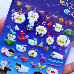 CLEARANCE Cloud Duck Puffy Stickers | Kawaii Korean Sticker | Card Making | Home Decoration | Cute Embellishments | Stationery & Scrapbooking Supplies (1 Sheet)