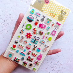 CLEARANCE Easter Puffy Stickers | Rabbit Stickers | Bunny Stickers | Easter Egg Stickers | Easter Embellishments & Scrapbooking | Kawaii Stationery Supplies | Easter Party Decoration (1 Sheet)