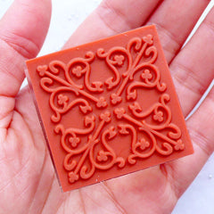 Filigree Rubber Stamp | Decorative Stamp with Lace Pattern | Crystal Square Stamp | Zakka Stamp Supplies | Card Decoration | Scrapbook | Stationery | Papercraft