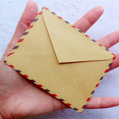 Small Airmail Envelopes | Mini Kraft Paper Envelopes | Poste Italiane Envelope in Antique Style | Vintage Triangle Flap Envelopes | Zakka Stationery | Party Supplies (10pcs / 9.8cm x 7.5cm / 3.86" x 2.95")