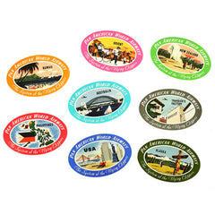 World Travel Stickers by Pan Am & Traveler's Factory | Pan American World Airways Stickers | Collage Stickers in Antique Style | Vintage Traveller Journel Sticker | Luggage Decoration Stickers | Zakka Stationery Supplies (8 Pieces)