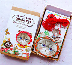 Uncle Cat Vintage Deco Pack Box Set | Animal Label Stickers in Antique Style | Kitty Head Gift Tags | Kitten Mini Cards | Kawaii Korean Stationery | Packaging Supplies (100pcs)