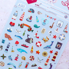 Nautical Stickers | Navy Style Stickers by Daisyland | Mini Marine Life Stickers | Kikki K Planner Stickers | Erin Condren Planner Supplies | Sea Life Embellishments | Diary Stickers | Scrapbook | Paper Goods