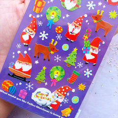 Christmas Sticker from Japan | Santa Claus Stickers | Christmas Tree Reindeer Stickers | Christmas Seal Label | Card Making | Gift Decoration | Party Supplies