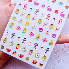 Alice in Wonderland Mini Stickers | Afternoon Tea Cheshire Cat White Rabbit The Playing Cards | Tiny Kawaii Planner Sticker from Korea | One Point Seal | Fairytale Embellishments