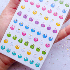 Owl Stickers | Mini Bird Sticker | Tiny Animal Stickers | Kawaii Stickers from Korea | Erin Condren Sticker | One Point Seal | Resin Art | Scrapbooking Supplies