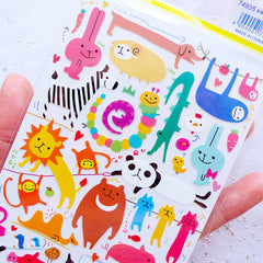 Zoo Animal Stickers by Mind Wave | Kawaii Animal Label | Japanese Stationery Supplies | Erin Condren Stickers | Filoxfax Stickers | Kikki K Stickers | Scrapbook | Card Embellishments | Planner Deco Sticker | Home Decor