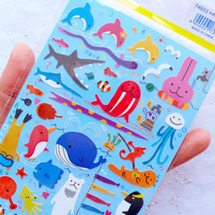 Aquarium Animal Stickers by Mind Wave | Marine Animal Seal Stickers | Sea Life Labels | Kawaii Sticker Supplies | Erin Condren Stickers | Kikki K Stickers | Filoxfax Stickers | Home Decoration | Scrapbooking