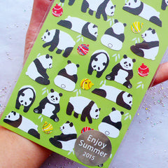 Panda Stickers by Mind Wave | Giant Panda Bear Sticker | Animal Seal Label | Planner Sticker | Kawaii Packaging Supplies | Erin Condren Stickers | Kikki K Stickers | Card Making | Scrapbooking Embellishments