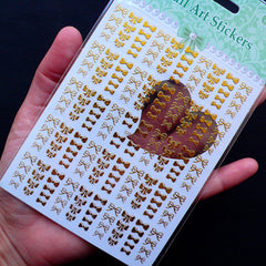 Ribbon Nail Art Stickers | Bow Stickers for UV Resin Open Bezel Filling | Diary Stickers | Deco Stickers | PVC Sticker | Nail Deco | Manicure Supplies (Gold)