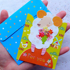 Farm Animal Card & Envelope Set (Sheep) | For You Greeting Card | Korean Stationery | Baby Shower Party Supplies