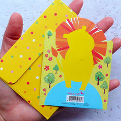 Cute Animal Card & Envelope Set (Lion) | Congratulations Greeting Card | Stationery from Korea | Baby Shower Party Decoration
