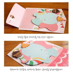 Kawaii Animal Card & Envelope Set (Elephant) | Happy Birthday Greeting Card | Cute Stationery from Korea | Birthday Party Decoration