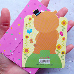 Animal Card & Envelope Set (Bear) | Thank You Greeting Card | Baby Shower Supplies | Kawaii Stationery from Korea