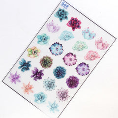 Colorful Flower Clear Film | Floral Embellishment for Kawaii UV Resin | Filling Material | Resin Craft Supplies