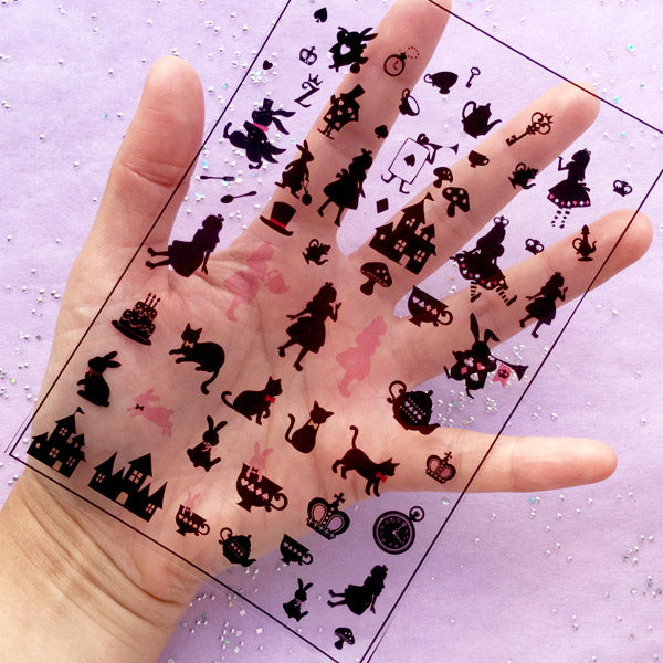 Alice in Wonderland Clear Film Sheet | Filling Materials for UV Resin Art | Fairy Tale Embellishments