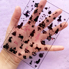 Alice in Wonderland Clear Film Sheet | Filling Materials for UV Resin Art | Fairy Tale Embellishments