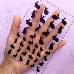 Bunny Silhouette Clear Film Sheet for UV Resin Crafts | Black Rabbit Embellishments | Resin Fillers