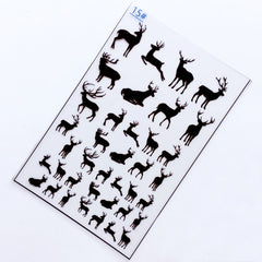 Reindeer Silhouettes Clear Film | Forest Animal Embellishments | Filling Materials | Kawaii UV Resin Craft Supplies