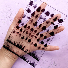 Silhouette of Forest Tree Clear Film | UV Resin Filling Materials | Nature Embellishments | Resin Art Supplies