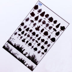 Silhouette of Forest Tree Clear Film | UV Resin Filling Materials | Nature Embellishments | Resin Art Supplies