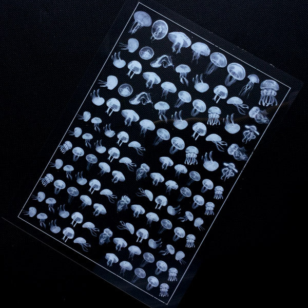 DEFECT White Jellyfish Clear Film for UV Resin Crafts | Marine Life Embellishments | Ocean Animal Resin Fillers | Kawaii Craft Supplies