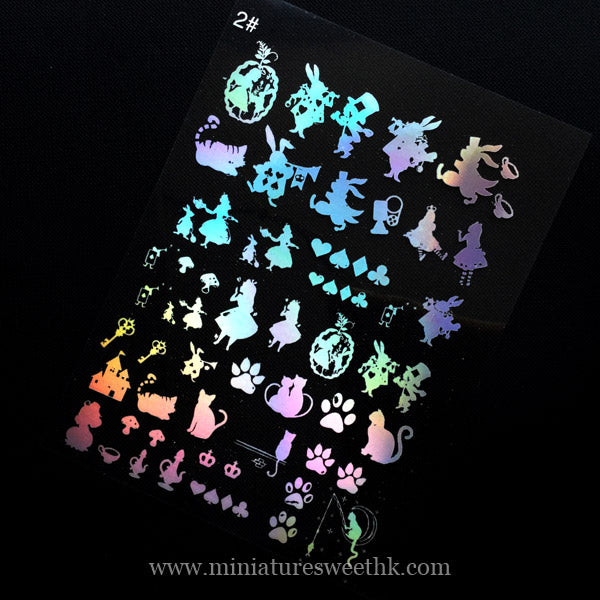 UV Resin Clear Film in Holographic Color | Alice in Wonderland Embellishments | Kawaii Craft Supplies | Filling Materials for Resin Craft