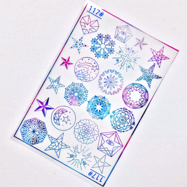 Galaxy Gradient Magic Pattern Clear Film | Magical Circle Sheet | Kawaii Resin Fillers | UV Resin Jewelry Supplies