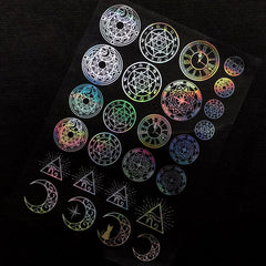 Holographic Magical Girl Clear Film Sheet | Magic Circles Eye of Horus Triangle Moon | Mahou Kei Resin Inclusion