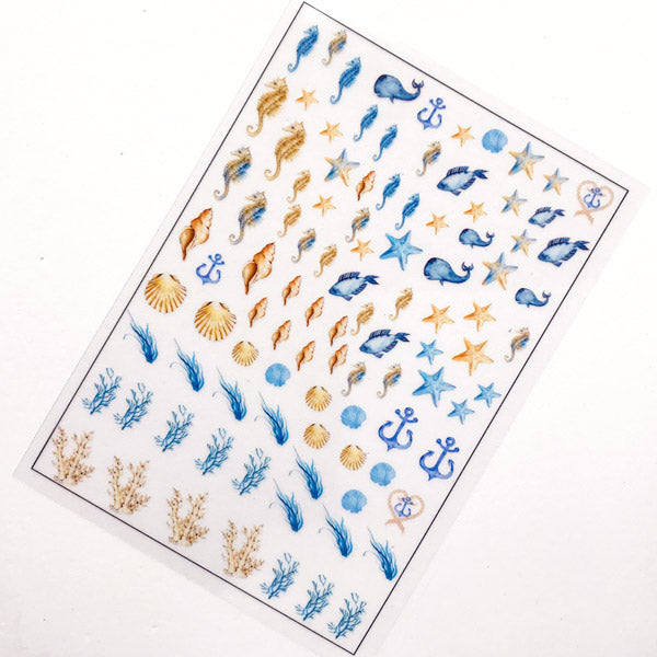 Seahorse and Marine Life Clear Film | Fish Seashell Coral Embellishments | Nautical Resin Inclusions | UV Resin Art