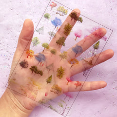 Tree Clear Film Sheet for UV Resin | Spring Autumn Nature Park Sakura Embellishments | Resin Inclusions