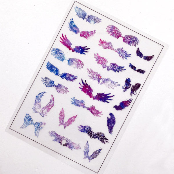 Magical Wing Clear Film Sheet for UV Resin | Galaxy Gradient Pegasus Wings | Angel & Devil Embellishments | Resin Inclusion