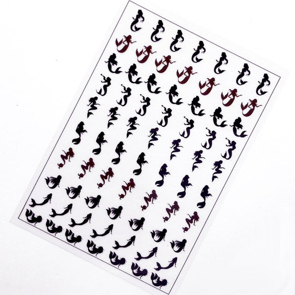 Mermaid Silhouette Clear Film Sheet for UV Resin Craft | Fairy Tale Embellishment | Resin Filler | Kawaii Jewellery Supplies