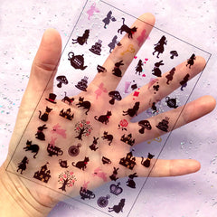 Kawaii Clear Film Sheet for UV Resin | Alice in Wonderland Silhouette | Resin Inclusion | Fairy Tale Embellishments