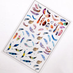 Feather Clear Film Sheet in Bohemian Style | UV Resin Inclusions | Colorful Bird Feather Embellishments for Resin Art