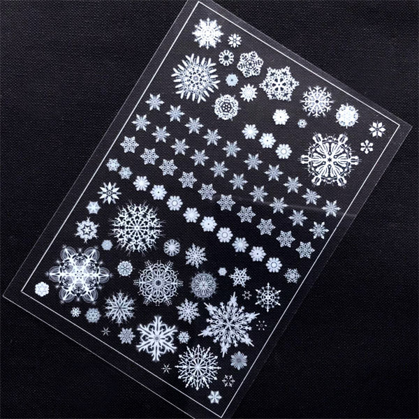 Snowflake Clear Film Sheet in White Color | Winter Embellishment | Christmas Resin Jewellery Supplies | Filling Material