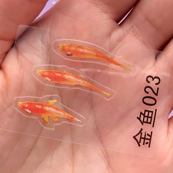 Miniature Koi Fish Clear Film Sticker for Resin Crafts, 3D Koi Pond R, MiniatureSweet, Kawaii Resin Crafts, Decoden Cabochons Supplies