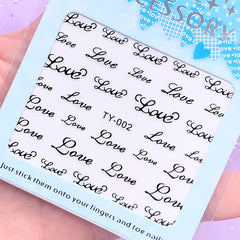 Love Sticker (Black) | UV Resin Inclusions | Filling Materials for Resin Art | Nail Decoration | Wedding Embellishments
