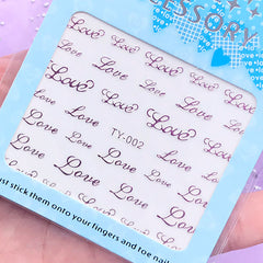 Love Word Sticker (Purple Pink) | UV Resin Fillers | Resin Inclusions | Embellishments for Resin Craft | Nail Design