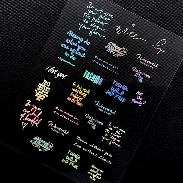 Encouraging Message Holographic Clear Film | Holo Calligraphy Embellishment | Filling Materials for UV Resin Art | Resin Inclusions