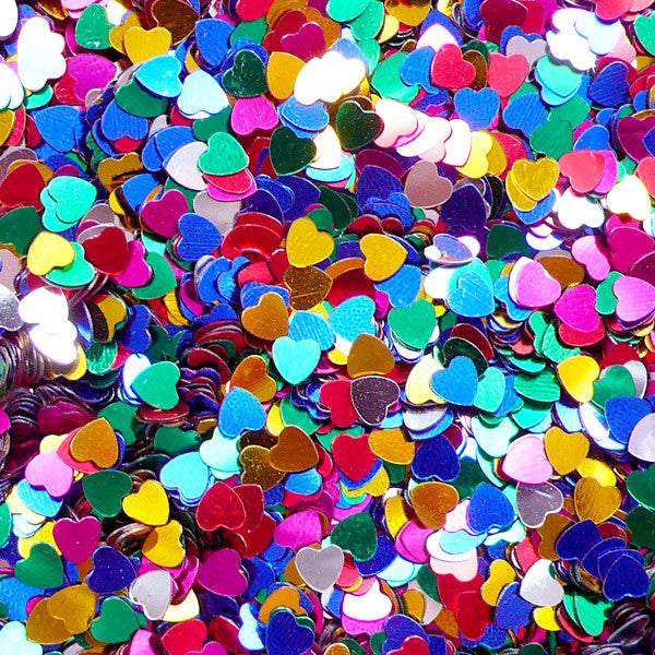 Colorful Heart Confetti in 4mm, Mini Heart Sequin Sprinkles, Glitter, MiniatureSweet, Kawaii Resin Crafts, Decoden Cabochons Supplies