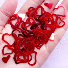 Assorted Heart Confetti Mix | Valentine's Day & Wedding Decoration | Love Embellishment (Red / 150pcs / 4 grams / 11mm to 18mm)