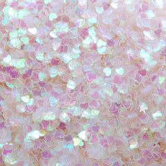 Iridescent Confetti in Heart Shape | Glitter Heart Sprinkles | Kawaii Resin Craft (AB Clear Transparent / 3mm / 3g)